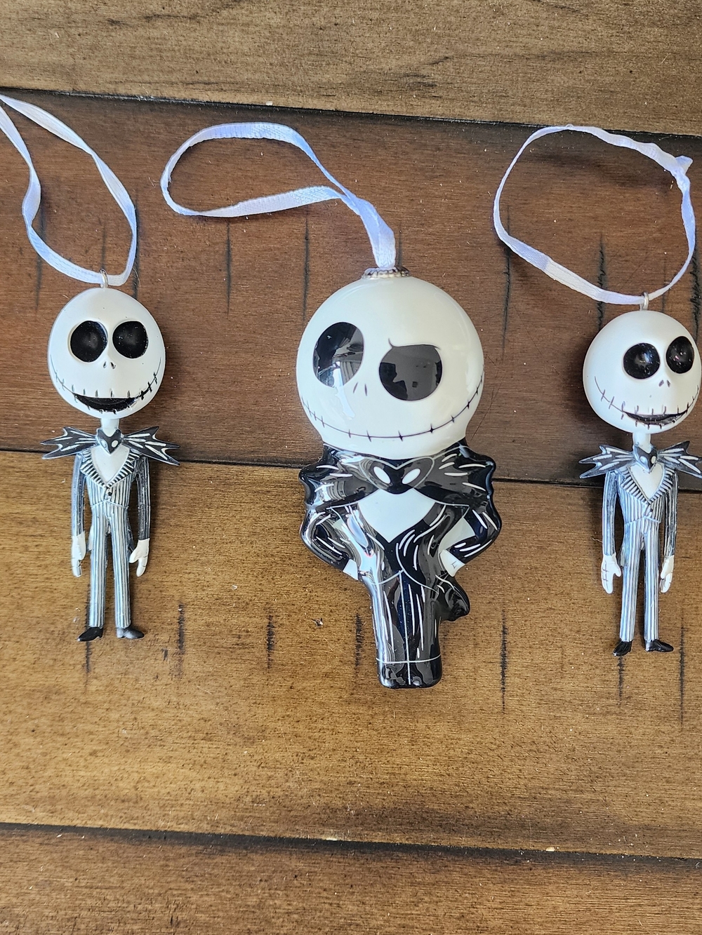 Jack Skellington-Inspired Black and White Hanging Ornament Set